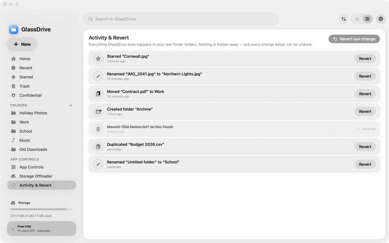 Activity and Revert history