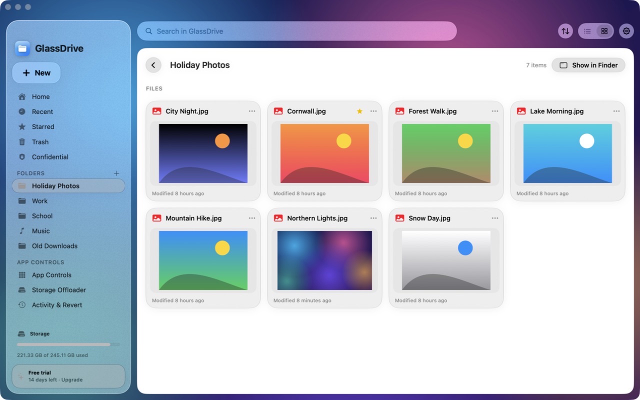 GlassDrive with a custom photo behind the glass